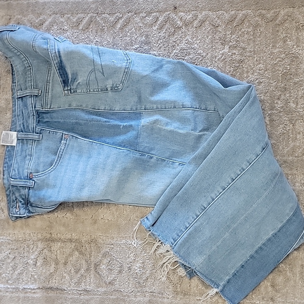 American Eagle Dreamy Drape STRETCH Patchwork Low-rise Baggy Jeans.   10 Short. - Picture 10 of 14